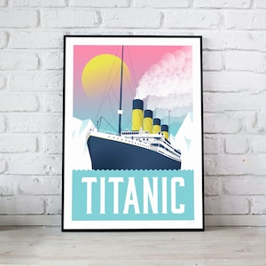 Titanic Poster – 18x24 16x20 12x16 8x10 Travel Print, Titanic Print, History Print, Titanic Boat Illustration, Gifts for Coworkers