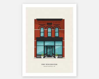 Custom Storefront or Business Illustration – Print, Small Business Gift, Shop Owner Gift, Boss Gift, Custom Business Print, Custom Portrait