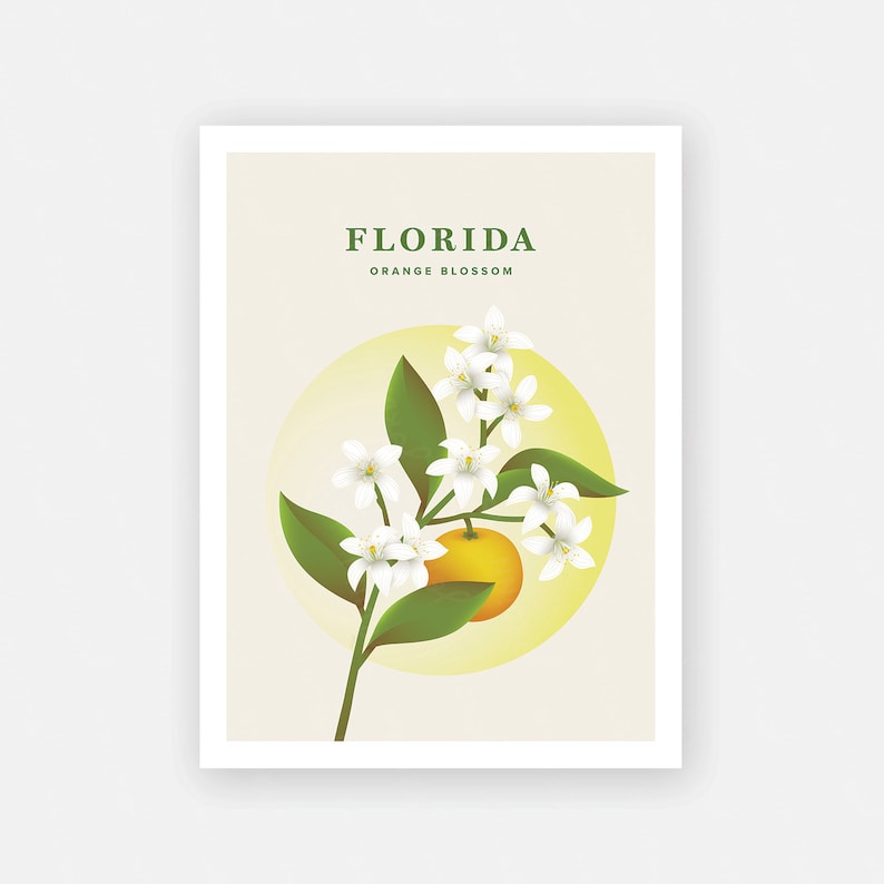 Florida Print State Flower Poster Orange Blossom Etsy