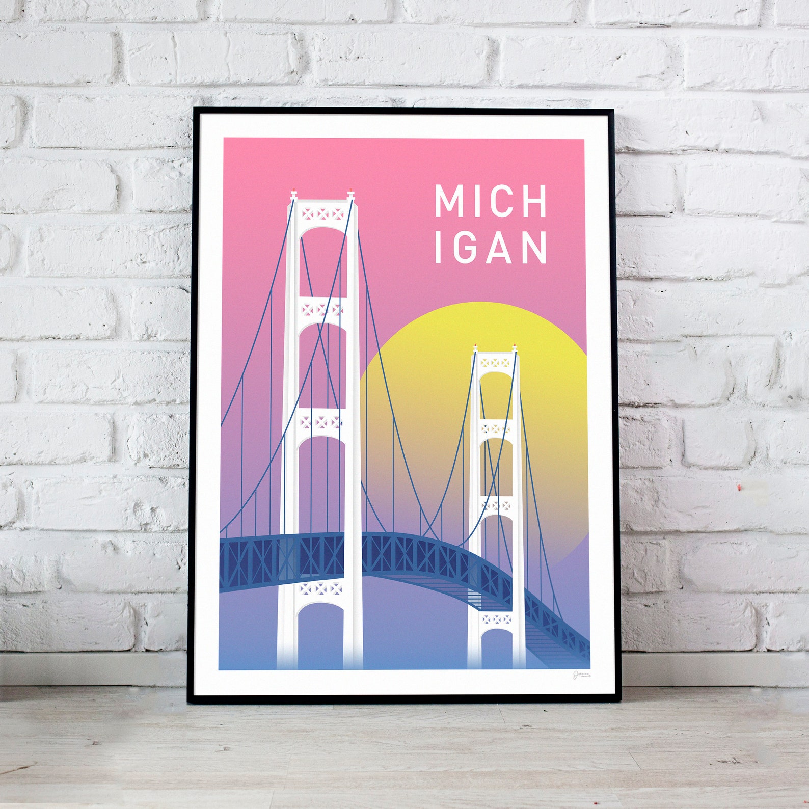 Michigan Poster – 18x24 12x16 8x10 Print, Mackinac Bridge Print, Michigan Travel Art, Michigan ...