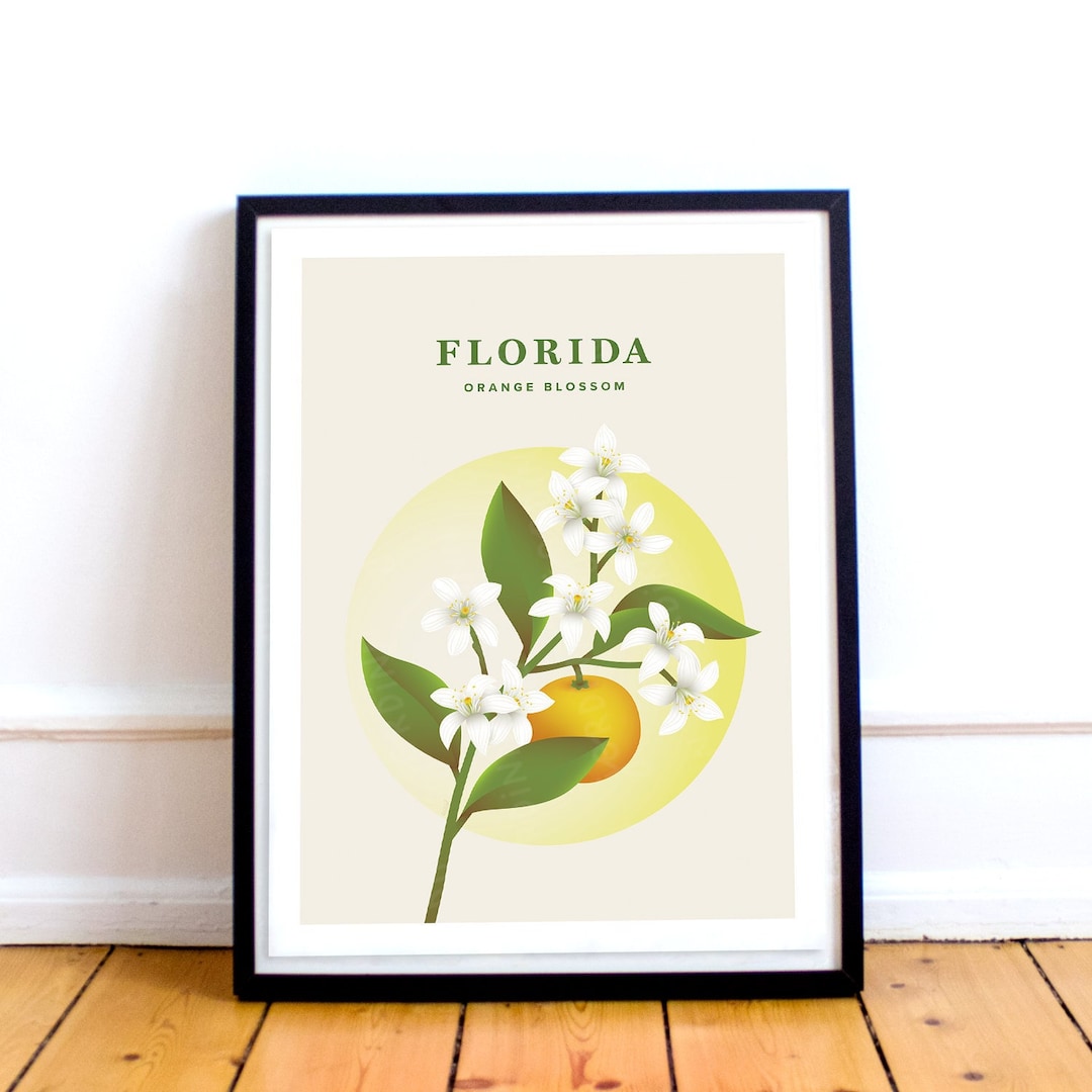 Florida Print State Flower Poster Orange Blossom Etsy