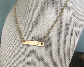 Initial Necklace - Stamped Initial Necklace - Stamped Monogram Necklace