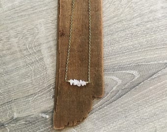 Beaded Choker Necklace - Beaded Bar Necklace - Bar Necklace - White Gemstone Necklace