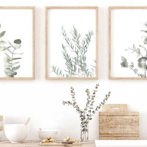 Eucalyptus Wall Art Set of 3 Prints Printable Botanical Wall Etsy