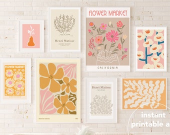 maximalistische fotowandset, kleurrijke set van 8 prints, afdrukbare muurkunst