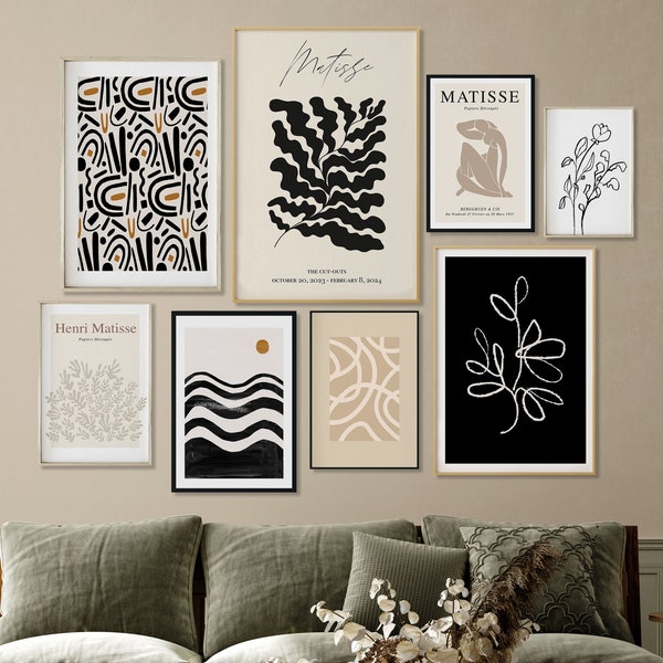 Matisse gallery prints set of 10, apartment decor, boho printable wall art, mid century modern digital download