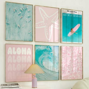 beach wall art set of 6 prints beachy art, digital prints, coastal cowgirl prints, gallery wall, dorm decor, printable art