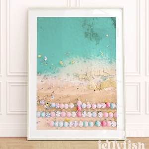 aerial beach prints with umbrellas, printable wall art, ocean wall art, colorful wall art, beach house wall art, coastal digital art,