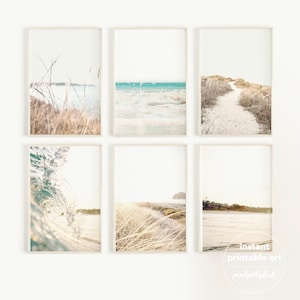 beach prints, set of 6, coastal wall art, printable wall art, bedroom wall decor, gallery wall