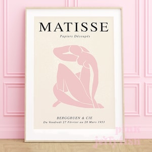 pink Matisse print, pastel pink wall art, digital print, printable wall art, digital print, dorm decor, bedroom