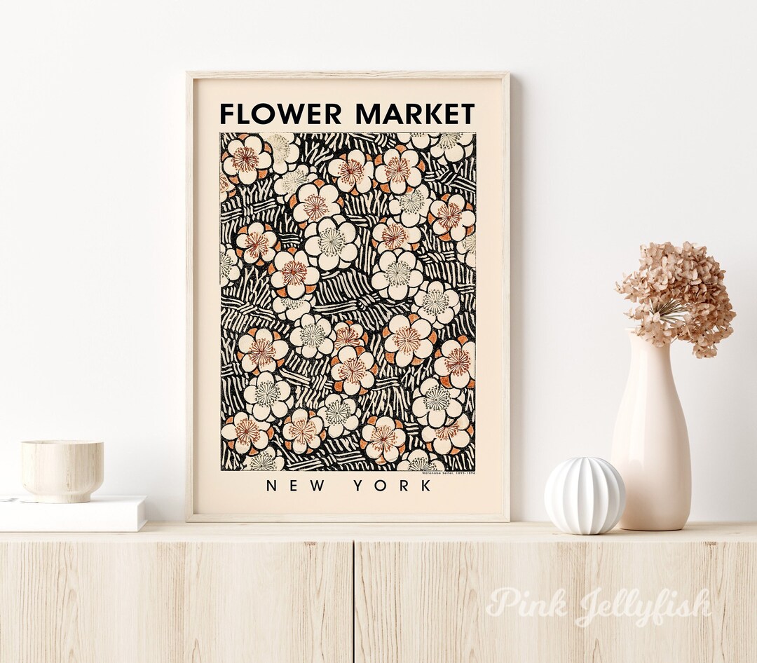 New York Flower Market Print, Abstract, Neutral Wall Art Print, Poster ...