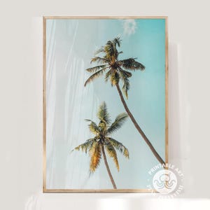 palm tree print, beach wall art printable art, digital print, beach house decor, ocean wall art, living room wall art