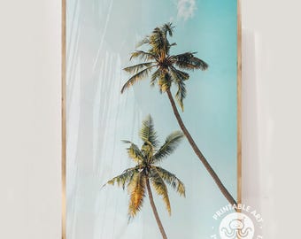 Palm Tree Beach Print, Tropical Wall Art Printable (Digital Download)