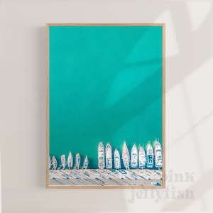 nautische muurkunst, kustprint, groenblauw, strandhuisdecor, bootmuurkunst, afdrukbare muurkunst, digitale download, dok