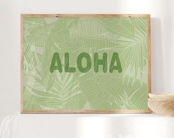 Aloha Print, Mint Salbei, Cowgirl Wandbild, Kunst, Wohnheim Dekor, Digitaldruck, druckbare Kunst, Strand Dekor
