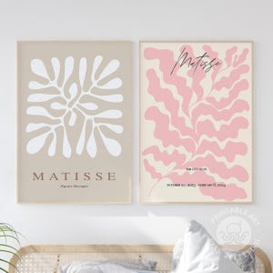 Conjunto de 2 láminas de Matisse, pósteres recortables, decoración de pared, rosa, neutro, arte de pared imprimible, descarga digital