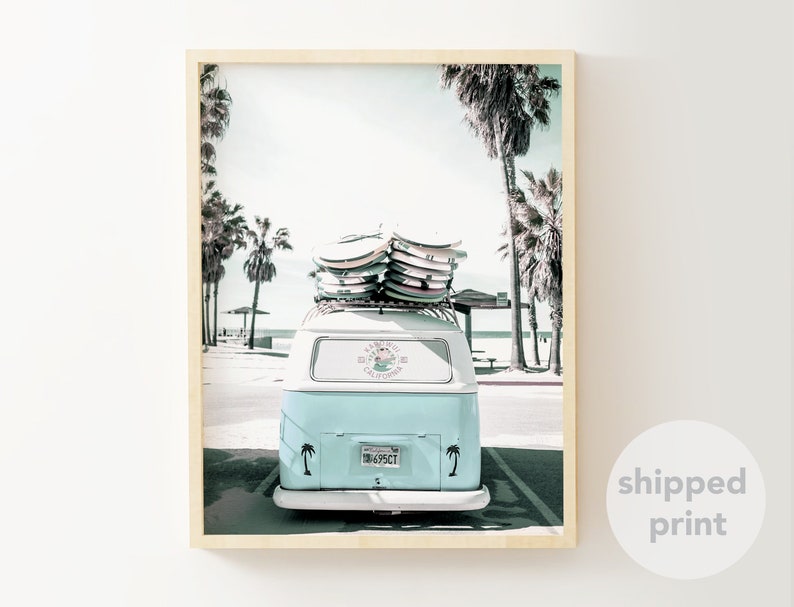 VW Camper Van Vintage Large Wall Art Poster Print