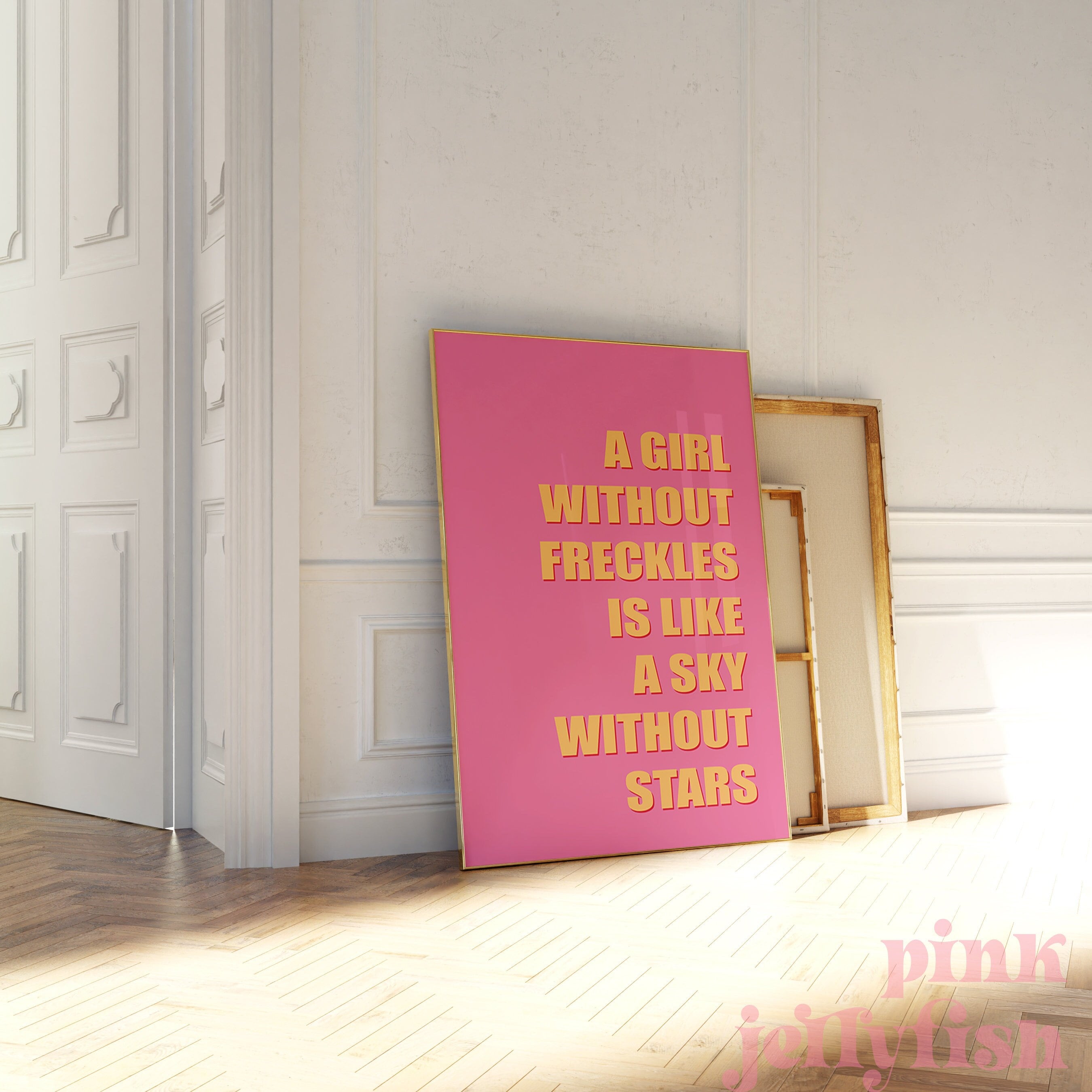 a girl without freckles print, pink printable art, sky without stars, positive quote, affirmation wall art, room decor, girls pink,