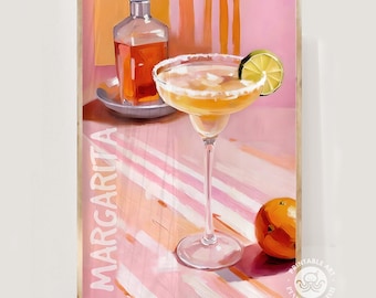 bar cart art Margarita print, cocktail wall art, printable wall art, digital prints, dorm decor, alcoholic drinks painting