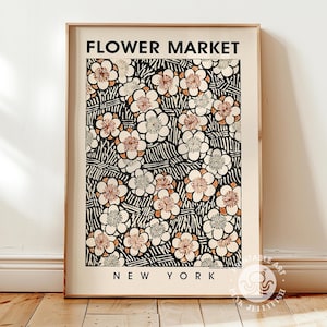flower market print New York, trendy wall art, floral digital prints, neutral wall art print, poster download, printable wall art,