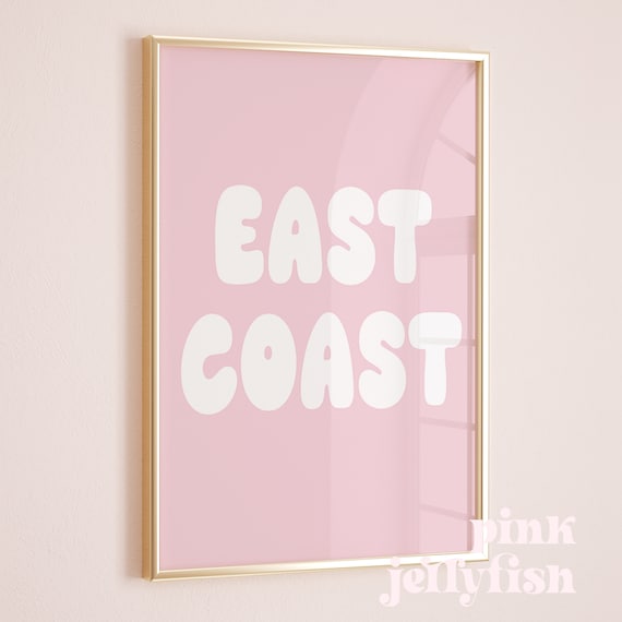 East Coast print, Eastcoast wall art, pink, coastal cowgirl wall art, dorm decor, digital prints, printable art,