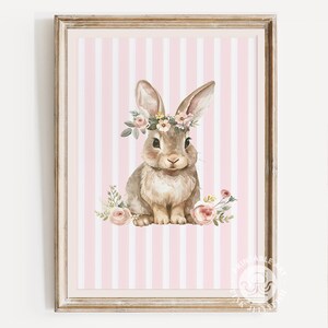 cute bunny wall art, rabbit digital art print, nursery wall art printable, Girls Nursery Decor digital download art Easter rabbit watercolor