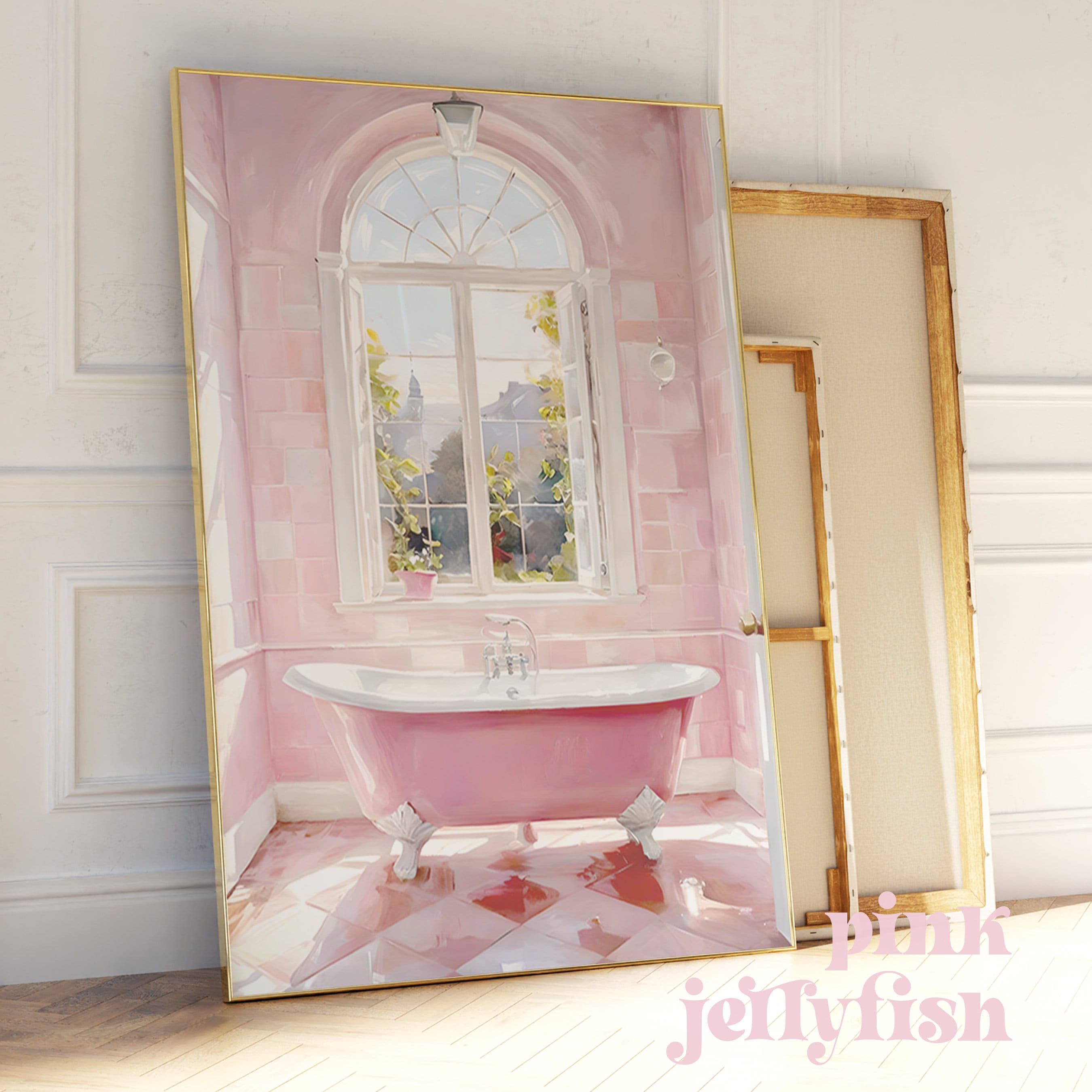 Pink Bathtub Print Bath Wall Art Coquette Room Decor Print, Dopamine ...