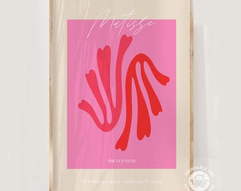 hot pink Matisse print, dopamine decor, colorful printable wall art, digital art download
