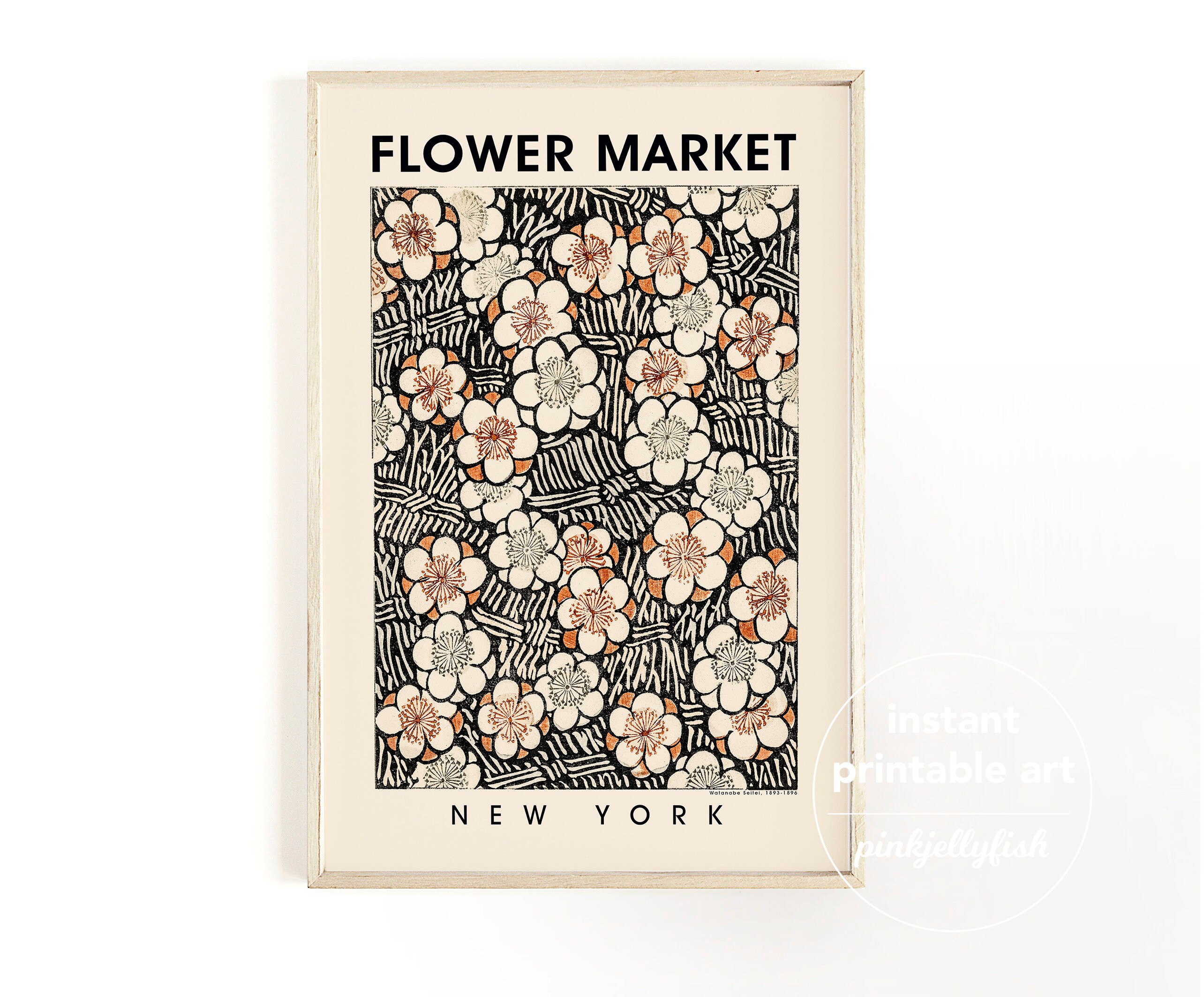 New York Flower Market Print Abstract Neutral Wall Art Etsy