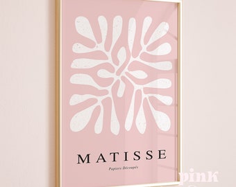 Matisse print roze, uitgesneden, neutrale muurkunst, afdrukbare muurkunst, digitale download