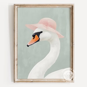 zwaanprint meisjeskamer, zwaanschilderij, kinderkamerinrichting, digitale print, afdrukbare muurkunst,