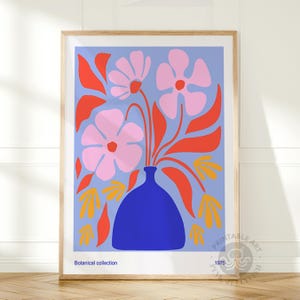 Impresiones de arte mural con flores, arte mural floral de 24 x 36, arte mural imprimible con flores retro de los años 70, carteles de exposiciones, arte mural hippie, arte digital,