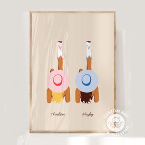 aangepast portret, kustveedrijfsterprint, gepersonaliseerde girly cowgirl afdrukbare muurkunst, gepersonaliseerde slaapzaalinrichting leuk cadeau vriend,