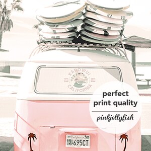 3 piece wall art, beach pastel wall decor, pink kombi, teen girl room decor, set of 3 prints, collage dorm decor, kombi van image 9
