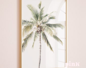impresión de palmeras, arte de pared imprimible, arte de pared costera, impresión de verano, impresión de california, descarga instantánea