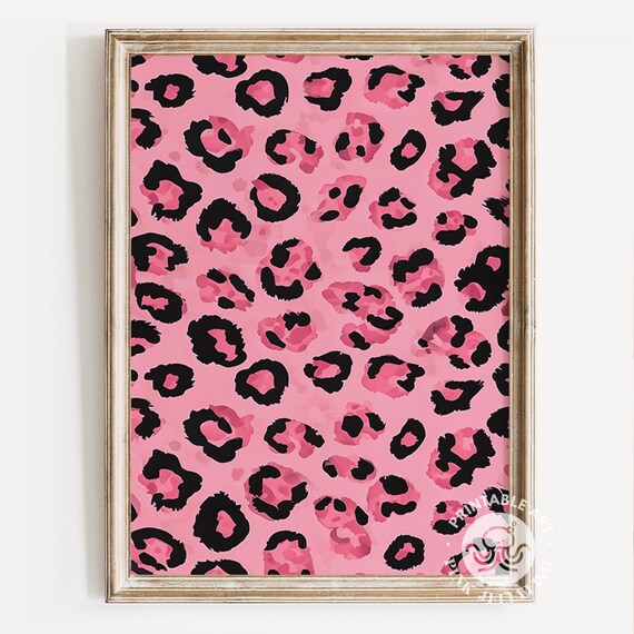 Pink Leopard Print Wall Art, Leopard Pattern, Preppy Wall Art