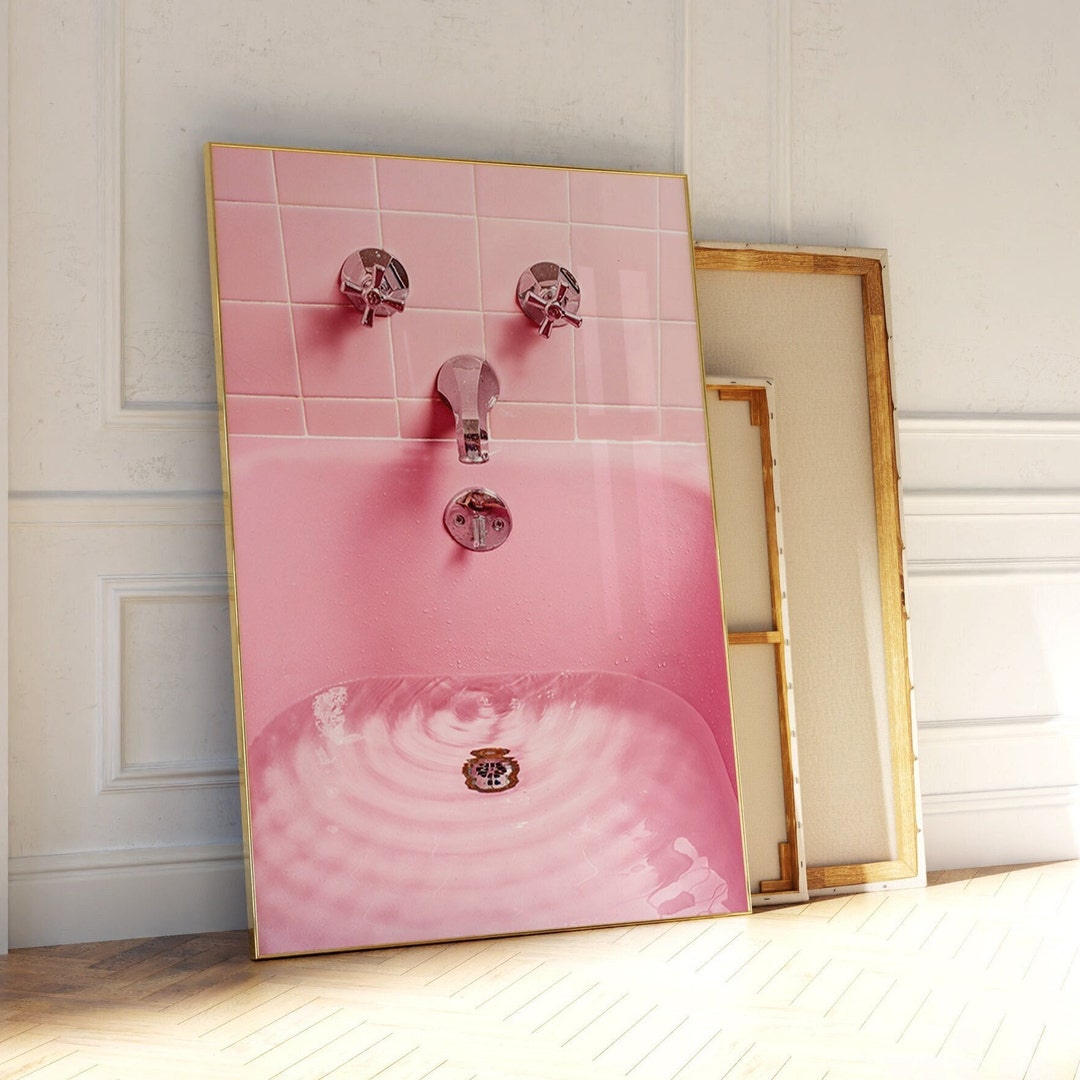 Pink Bathroom Print, Dorm Room Bathroom Wall Decor, Trendy Printable ...