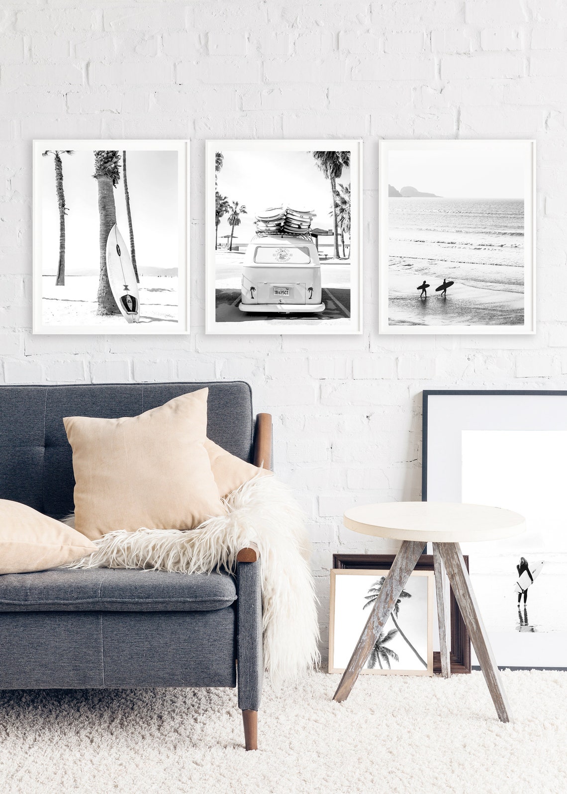 Printable Beach Prints Set, Black and White Coastal Wall Art, Gallery ...