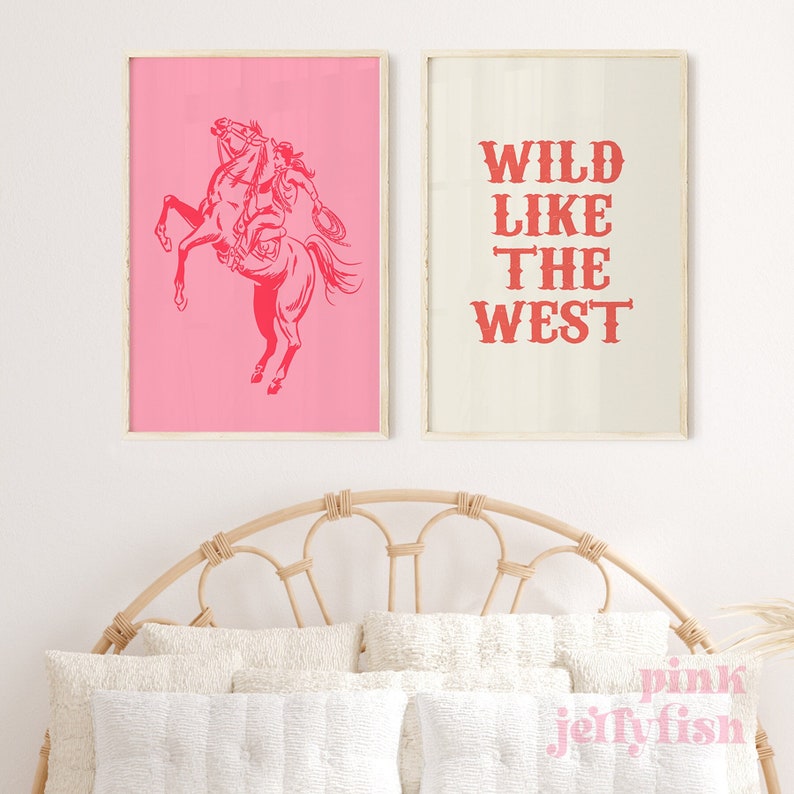 retro cowgirl art prints - set of 3 - digital download... Vintage Cowgirl Print Set of 2, Retro Western Aesthetic, Printable Wall ...