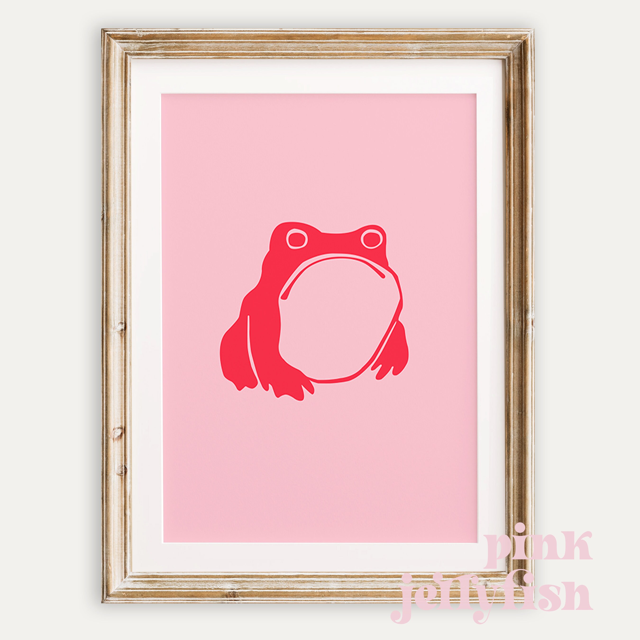 Pink Frog Print, Japanese Frog Trendy Printable Wall Art, Dorm Decor ...