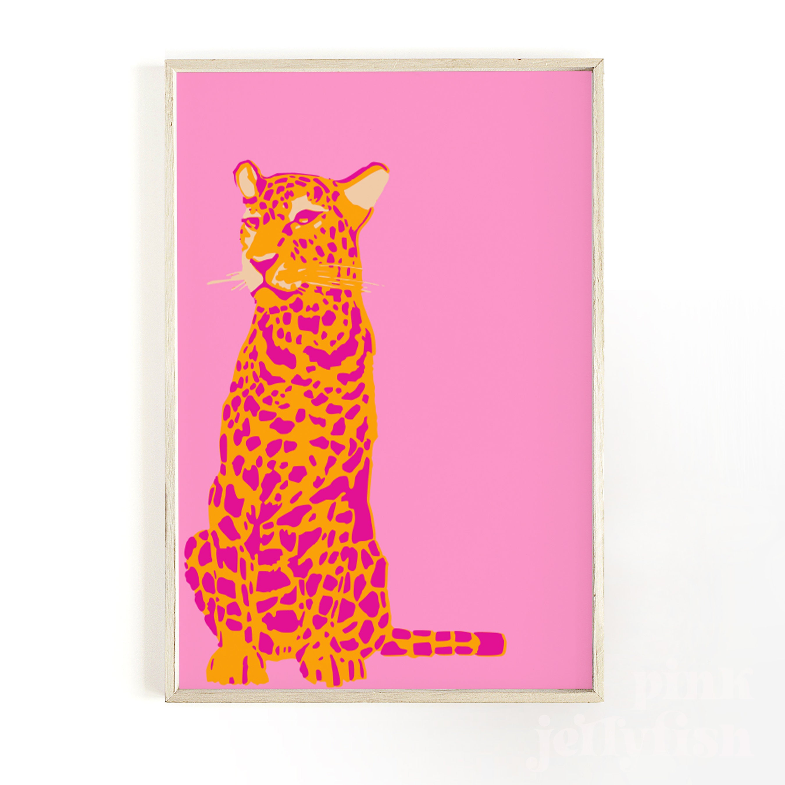 Cheetah Leopard Print, Pink Colorful Trendy Printable Wall