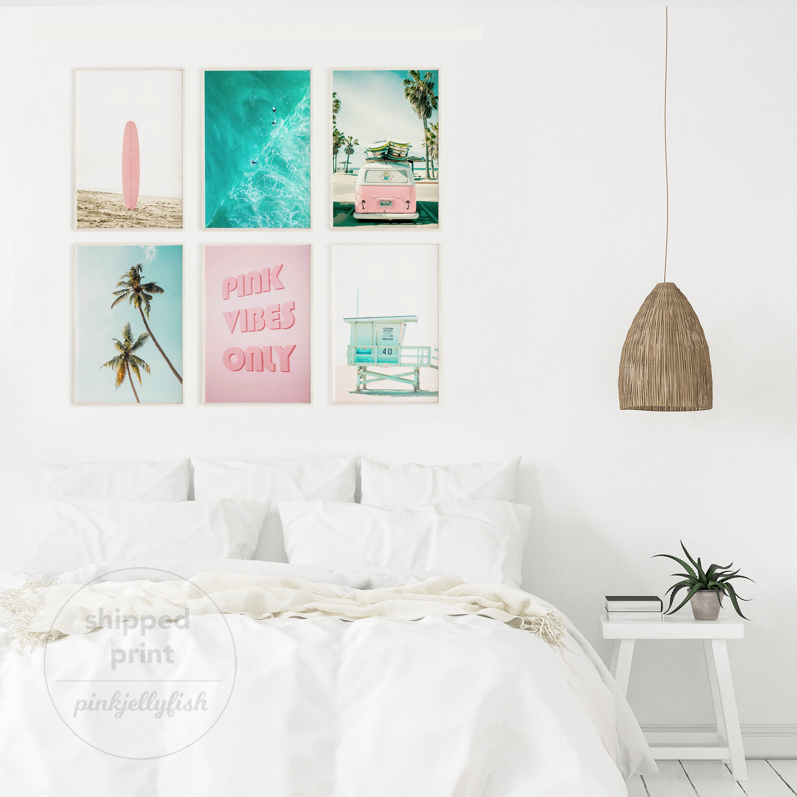 Set of 6, Beach Wall Art, Printable, Teen Girl Room Decor, Bathroom Wall  Decor, California, Gallery Wall Set, Nautical, Blue 