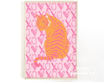 Preppy Tiger Print Pink Preppy Wall Art Dorm Decor Dorm 