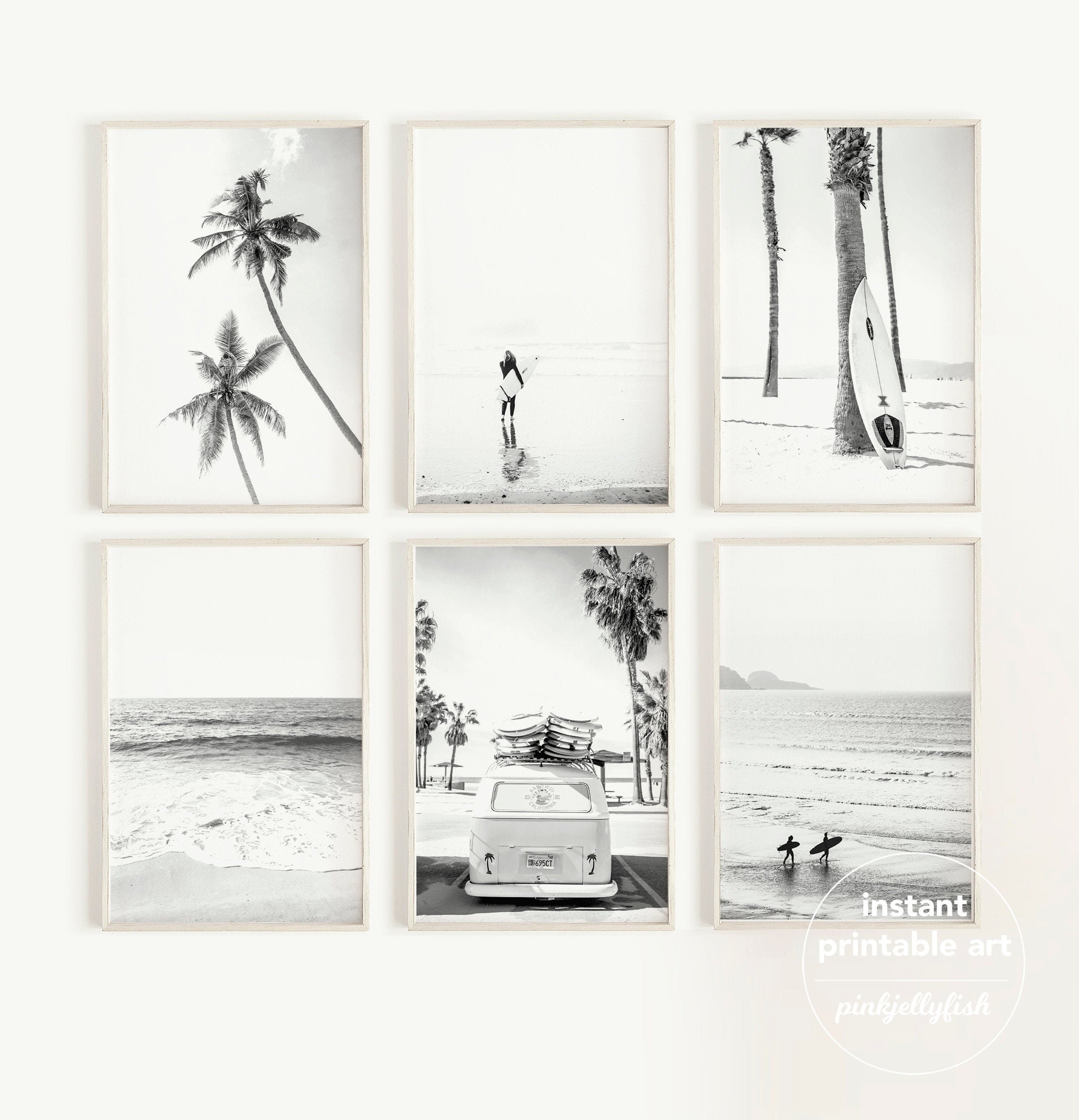 Printable Beach Prints Set Black and White Coastal Wall Art - Etsy ...