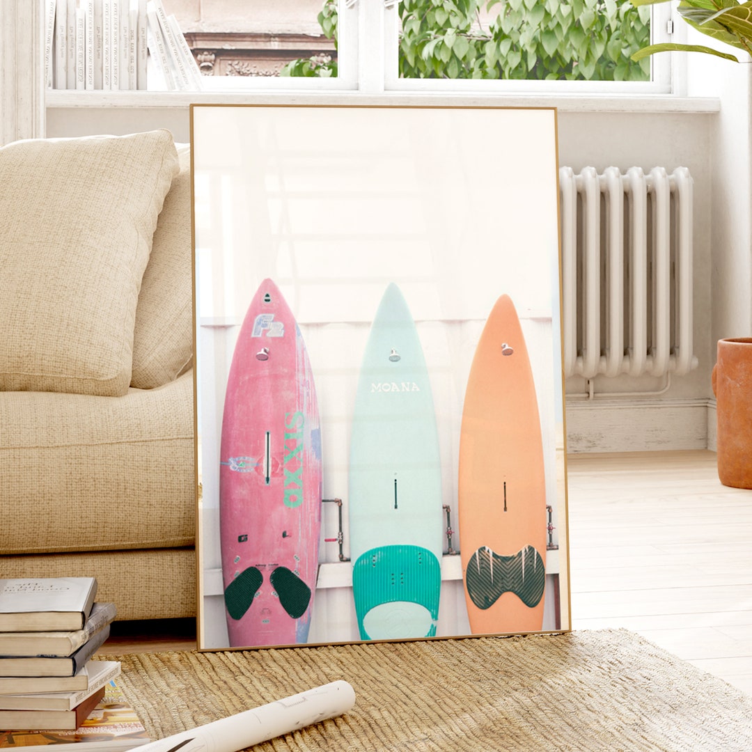 Surfboards Print Poster, Beach Printable Wall Art, 3 Colorful