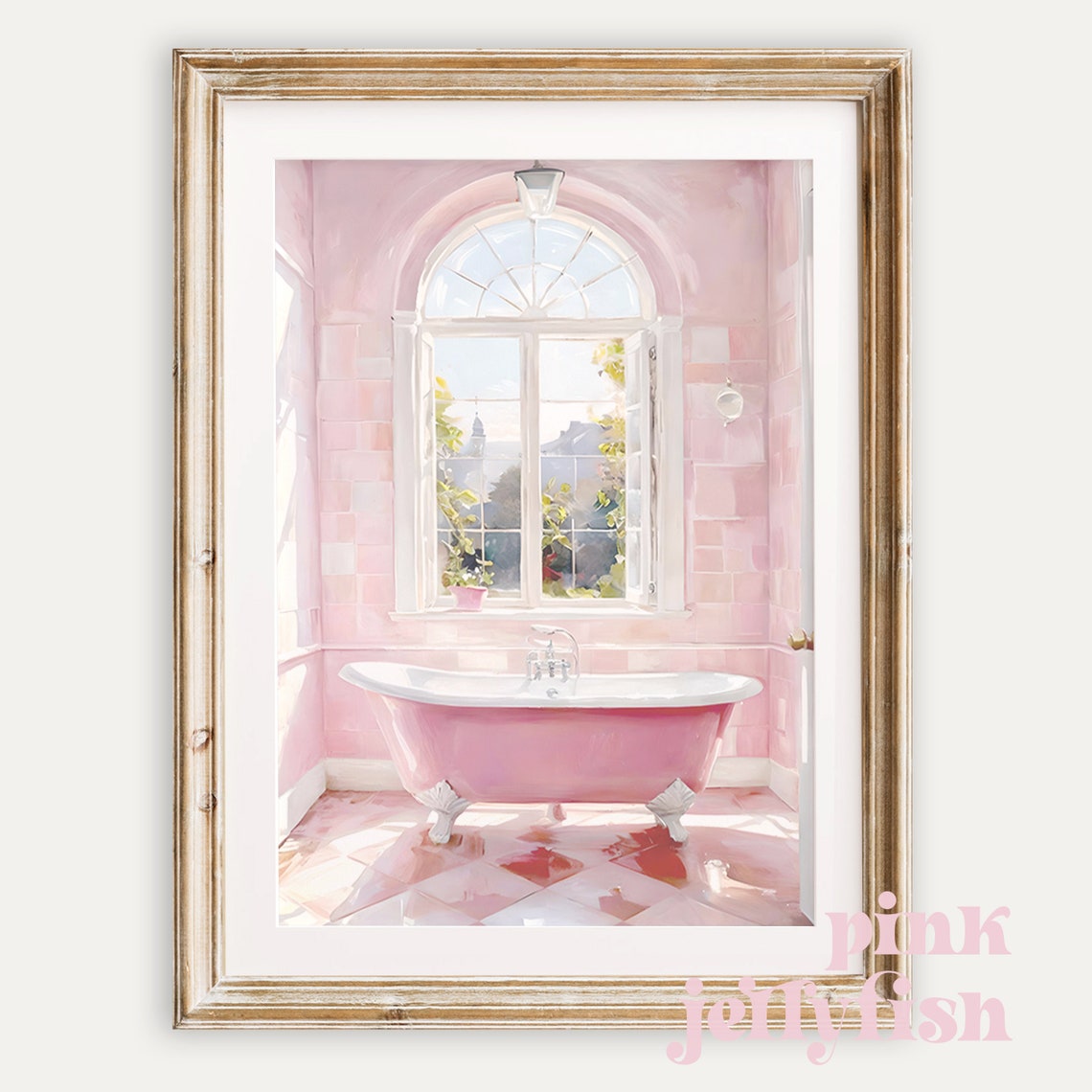 Pink Bathtub Print Bath Wall Art Coquette Room Decor Print, Dopamine ...