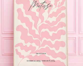 Pastel Matisse print roze, uitgesneden, neutrale muurkunst, afdrukbare muurkunst, digitale download