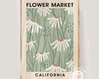 boho wall art printable art sage wall art flower market California, digital print, sage wall decor, digital download