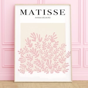 Lámina rosa de Matisse, arte mural de Matisse, póster de Matisse, arte mural en tonos pastel, póster de exposición, arte mural imprimible, recortes para descarga digital