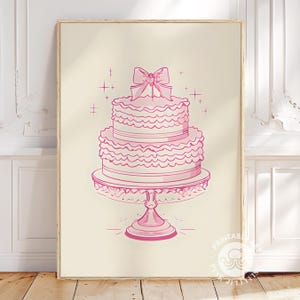 pink cake wall art, kitchen digital prints, trendy dorm wall decor, girly wall art, preppy art, printable art, digital download